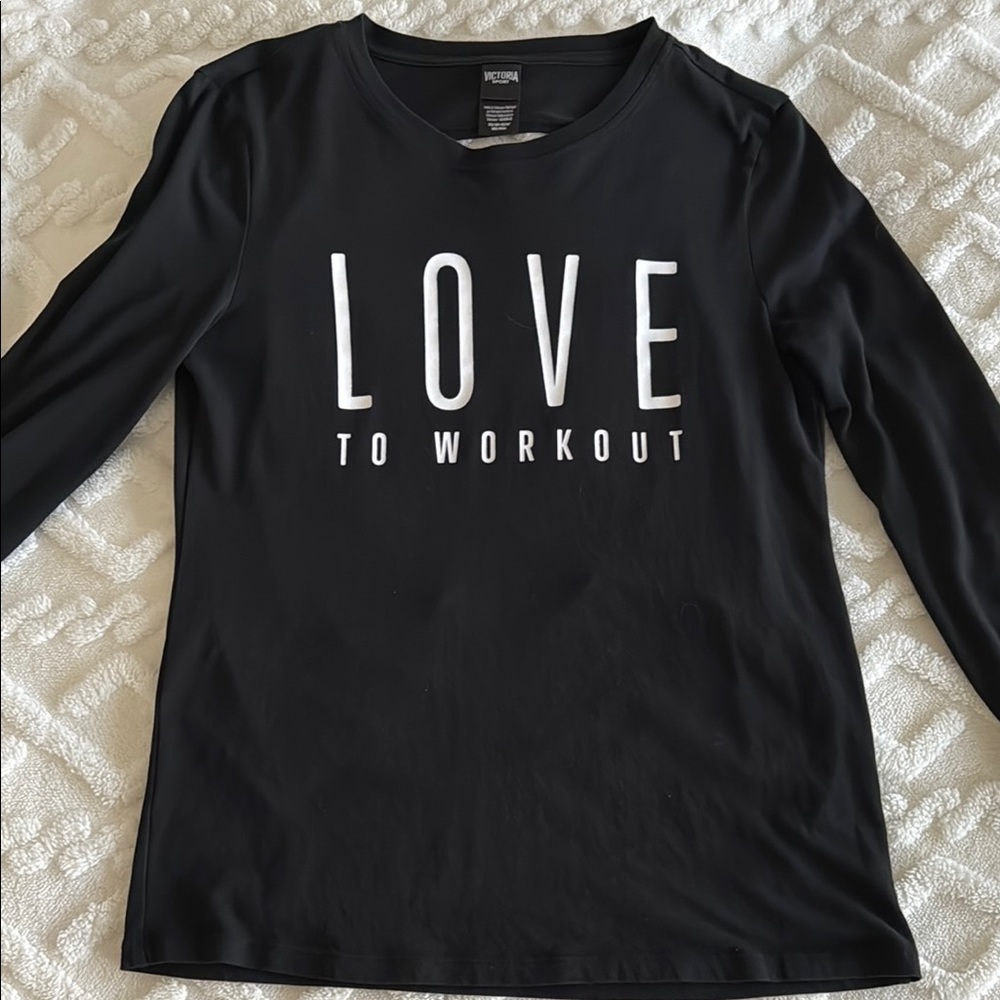 Victoria Sport Black Open-back Long Sleeve Workout Top